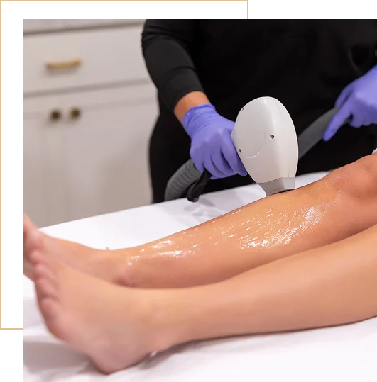 A woman is receiving Laser Hair Removal Treatment at Sculpted by WH Aesthetics in Columbia, SC